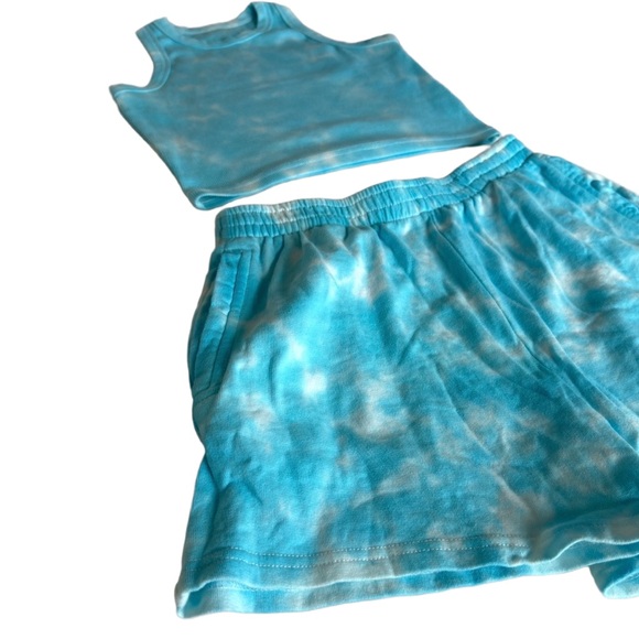 Blue Tie-Dye Ribbed Crop Tank & Shorts Set – Size Small – Glacial Blue - Picture 8 of 8